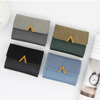 Dompet kartu kredit wanita, dompet saku depan Mini risleting dengan dompet koin gantungan kunci