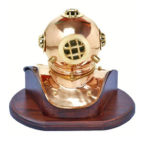 Casco de buceo de cobre con Base de madera, fabricación y proveedor, decorativo - Product Image 1