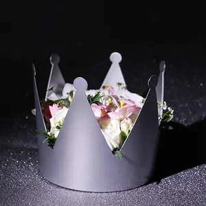 Caja de regalo de flores de corona de oro plateado de alta calidad, caja de 10 flores de plástico de acero resistente al agua