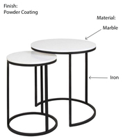 Table basse en métal Table d'appoint en fer et en marbre personnaliser ensemble revêtement en poudre Fabricant