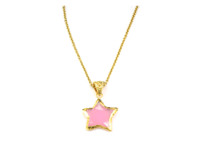 Pierre de calcédoine rose en forme d'étoile Bijoux plaqués or Meilleur cadeau pour Noël et le Nouvel An Pendentif en pierres précieuses