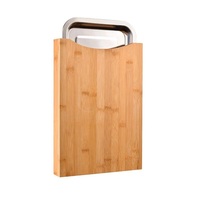 Planche à découper pliable moderne Amson en laiton et bambou avec plateau en acier inoxydable et tiroir, ustensile de cuisine écologique pour un retrait facile