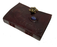 Buku shadow kulit buku alamat timbul Celtic Wicca Pagan bintang Pentagram batu mata ketiga buatan tangan hadiah kertas ramah lingkungan