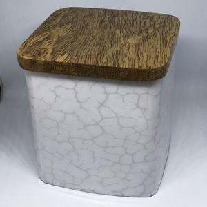 Pot de bougies en fer métallique de haute qualité, récipient avec couvercle en bois, en résine imprimée noir, 50 pièces - Product Image 4