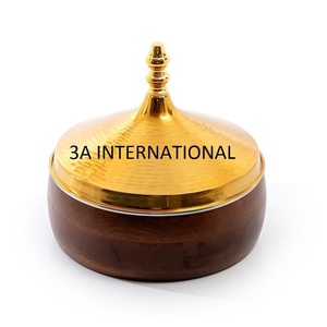 Casseroles à double paroi pour servir les aliments Pot chaud pour serveur Pot de finition en noyer Couvercle plaqué or Pot de stockage des aliments Pot de service - Product Image 1