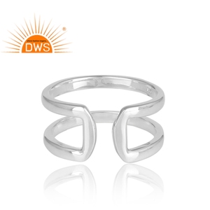 Bague ajustable en argent Sterling 925 pour les hommes, Double bande, bijou fait à la main, vente en gros - Product Image 4
