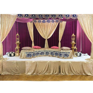 Mughal boda Sangeet escenario telón de fondo musulmán Mehndi bordes bordados para Walima escenario fiesta accesorio decorativo - Product Image 1