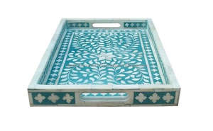 Fabricant de l'Inde Plateau élégant en incrustation d'os Plateau de service en nacre - Product Image 3