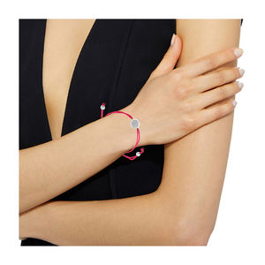 Om <b>Charm</b> Set Cotton Thread Adjustable <b>Bracelet</b> White Rhodium Plated 925 Plain <b>Silver</b> Jewelry Wholesaler - Product Image 3