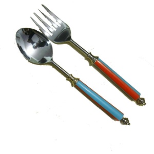 Hoàng Gia Thiết Kế Bàn Ăn Đặt Quảng Trường Sừng Xử Lý Salad Phục Vụ Thiết Lập Trà Bộ Kim Loại Cổ Muỗng Cà Phê Và Muỗng - Product Image 4