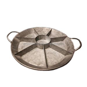 ถาดโลหะทองเหลืองชุบสังกะสีขอบด้านบนถาดเสิร์ฟสี่ช่องถาดสี่เหลี่ยมสีทอง - Product Image 3