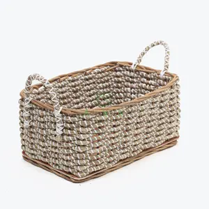 Rectangular basket storage/seagrass storage baskets for shelves/pantry organizer basket bins