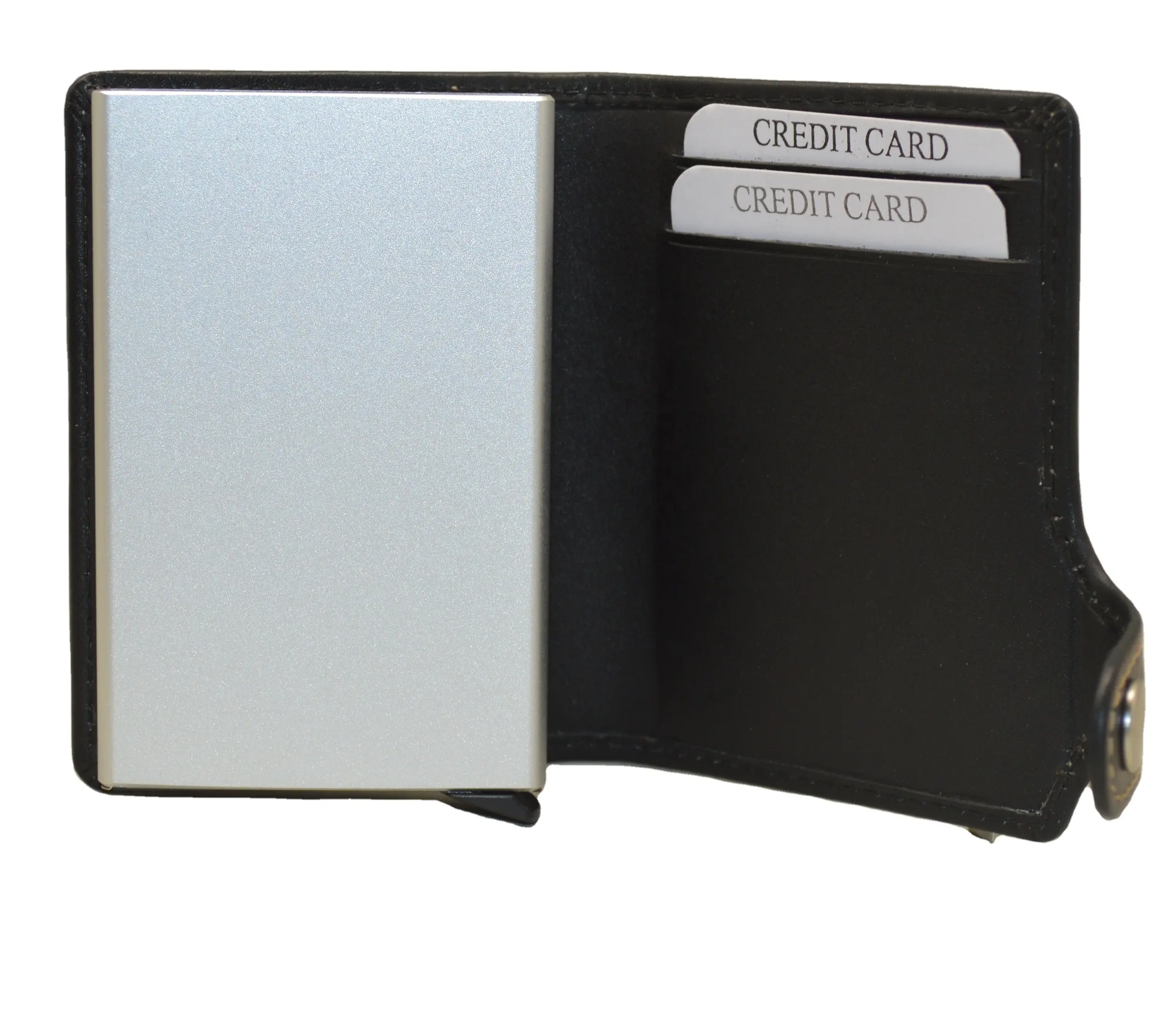 Männer Frauen RFID-Schutz karten halter Brieftasche Geldbörse Echtes Leder Luxus-Visitenkarte halter Pop-up Aluminium Slim Kreditkarte