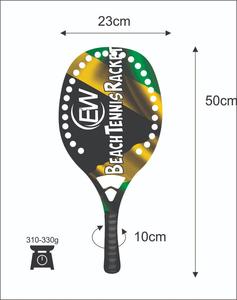 Raquettes de beach tennis avec face en fibre de carbone de 20 mm, poignée en fibre de carbone, filet en fibre de verre, poids 310-330 g, longueur 50 cm - Product Image 4