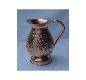 Jarra de agua de cobre martillado de último diseño, forma y tamaño personalizados, jarra de jugo de cobre con mango de latón - Product Image 6