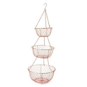 Home Garden Decoration Indoor Outdoor Metal <b>Wire</b> 3 Tier <b>Hanging</b> <b>Basket</b> Fruits and Vegetables <b>Baskets</b> - Product Image 2