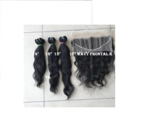 Venta al por mayor 13x4 HD para encaje Frontal Peruano Virgen Remy Hair Bundle Natural Wave Extensión de cabello frontal - Product Image 1