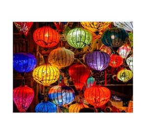Farol de seda vietnamita, faroles de seda hechos a mano con cultura tradicional de Hoi An, tela pintada en seda - Product Image 1