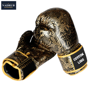 Guantes de Boxeo Personalizados de Diferentes Colores, Textura de Piel de Serpiente, Cierre de Gancho y Bucle, Correa de Muñeca con Logotipo Personalizado, Hechos de Cuero - Product Image 4