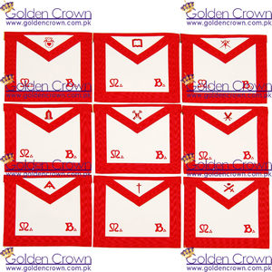 Tablier de rite écossais maçonnique (REAA) broderie rouge-Lot de 9 | Fournisseur de tablier maçonnique Regalia - Product Image 2