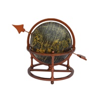 Globo de mapa del mundo de aluminio de alta calidad, acabado pulido, plateado Color/Negro, diseño moderno para oficina, hogar, sala de estar, geografía
