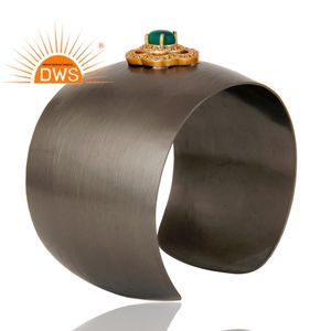 Dernière conception faite à la main Onyx vert naturel et Cz Bracelet de manchette de pierres précieuses pour les femmes bijoux de mode pour les femmes cadeau pour elle - Product Image 3