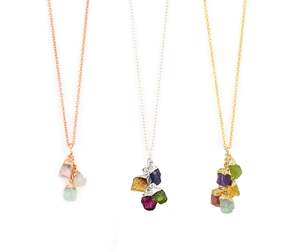 Pendentif personnalisé en pierre de naissance, collier en arbre généalogique, en pierre brute, pierre de naissance, bijou personnalisé - Product Image 1