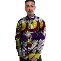 De moda de los hombres vestido camisas África festivo de la manga larga de los hombres camisas de hombres africanos ropa Tops para fiesta de cera de algodón