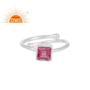 แหวนพลอยบุษราคัมสีชมพูทรงสี่เหลี่ยม,แหวนพลอยแท้295สำหรับผู้หญิงเครื่องประดับ - Product Image 1