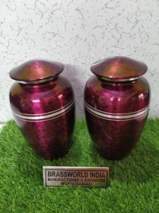 Brassworld India Engraved Purple and Silver Cremation Urn Funeral Supplies - Product Image 5