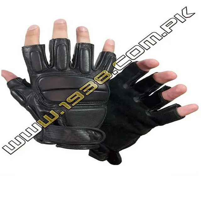HALF ARMOUR Operative half fingers leather glove Police Tactical Military Gloves