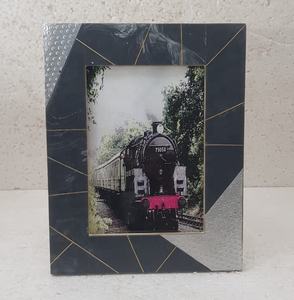 Cadre photo en bois bleu royal fait à la main incrustation de laiton décoration murale anniversaire vintage Design chaud cadre photo en métal - Product Image 6