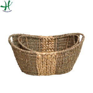 Cesta de almacenamiento decorativa de algas marinas coloridas, Hierro de bambú tejido a mano con asas de hierro para cocina, almacenamiento y organización del hogar - Product Image 2