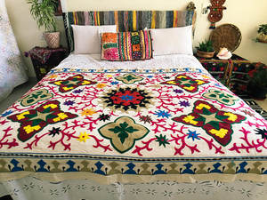 Sábana de decoración de arte europeo de 60x90 pulgadas, sábana bordada hecha a mano, tapiz clásico bohemio para colgar en la pared, cubrecama de doble tamaño - Product Image 2