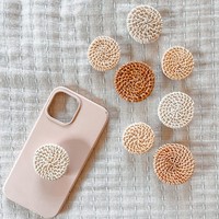 Attache pour téléphone en rotin, housse de rangement pour smartphone