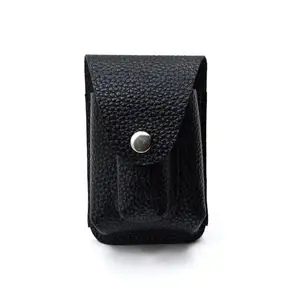 Customised Genuine Leather Cigarette Case Waist Belt Loop Cigarette Pack Box with Lighter Holder and Button Closer