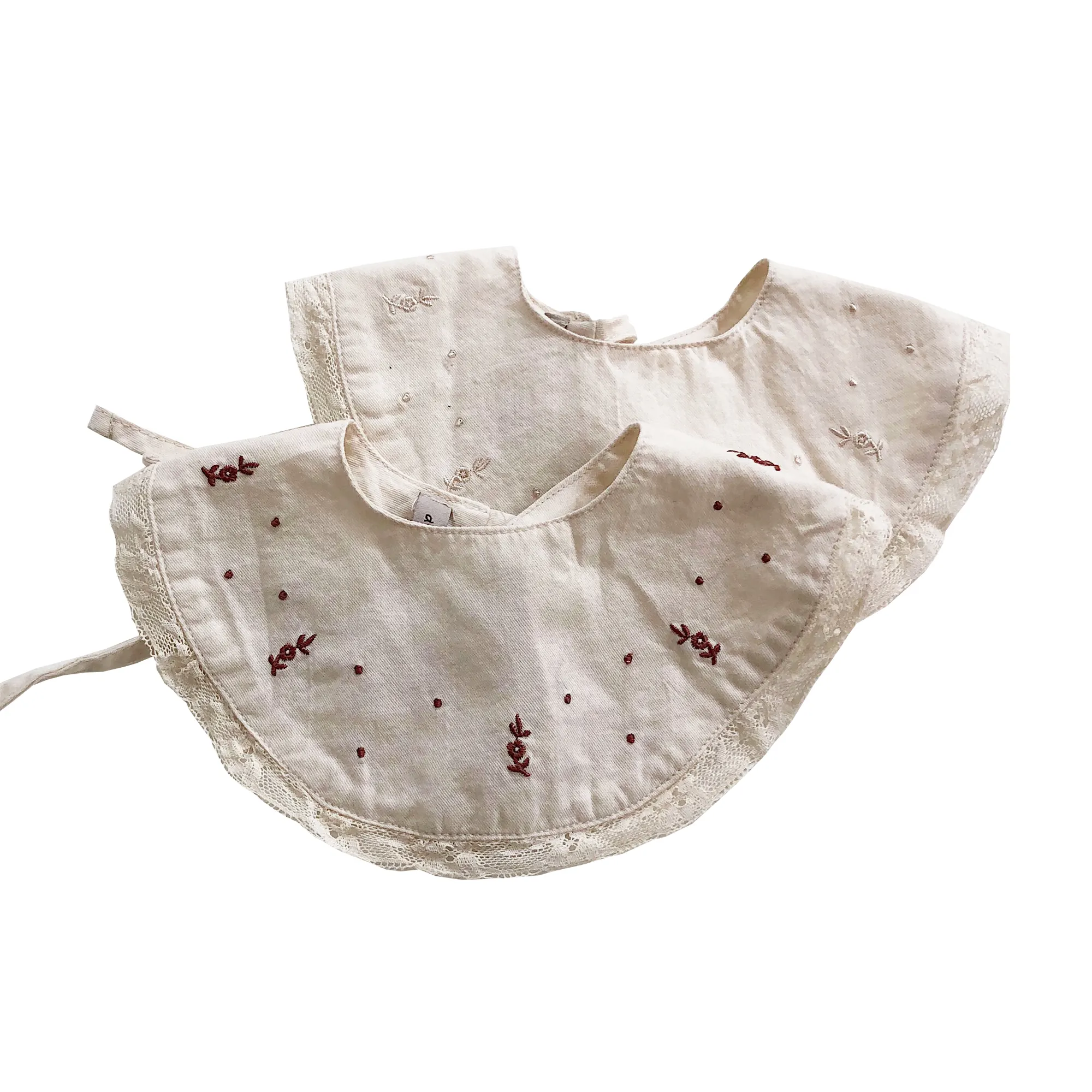 DE MARVI bebek çocuk kız işlemeli pelerin Capelet dantel beyaz krem boyunluk önlükler pelerin OEM toptan kore