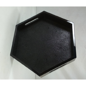 Ensemble de plateaux de service DAPHOCO modèle 069 LQ en similicuir shagreen personnalisé avec plateau de rangement rond - Product Image 4