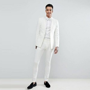 Costume de mariage 3 pièces pour hommes, gilet et pantalon à simple boutonnage, couleur blanche, collection 2021 - Product Image 2
