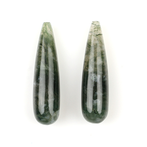 Alta calidad 9x30mm ágata de musgo verde Natural piedra preciosa suelta suave forma de gota larga Briolette Top para la fabricación de joyas - Product Image 1