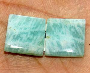 Par de amazonita pulida, piedras preciosas sueltas, cabujón liso de forma cuadrada, buena calidad Natural para la fabricación de joyas - Product Image 4
