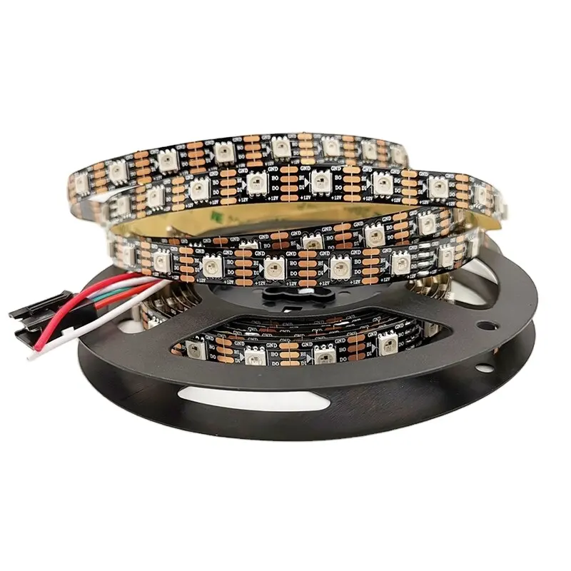 LED Strip DC12V WS2815 30/60/144 Leds/M สีดำ/สีขาว PCB IP30/IP65/IP67; แอดเดรส Dual-สัญญาณ WS2812 Led Strip