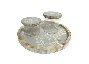Meilleur plateau d'incrustation de vadrouille en marbre de qualité faite à la main avec pot en acrylique Plateau de service en résine nacrée d'Inde - Product Image 6