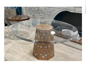 Gran oferta de lujo con incrustaciones de madreperla y resina, soporte de madera para cumpleaños/pastel de bodas, hecha en la decoración del hogar India - Product Image 1