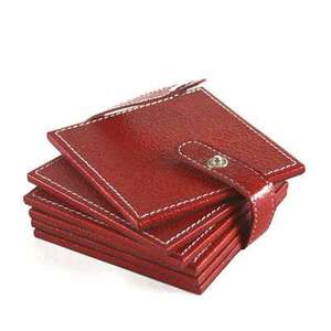 Dessous de verre en cuir PU carré rouge pour la maison cuisine Bar tapis élégants et tampons produit - Product Image 1