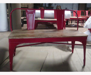 Chaise Industrielle Vintage en Métal avec Plateau en Bois - Product Image 1