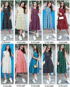 ชุดเดรสผ้าฝ้ายเรยอนสำหรับผู้หญิง, ชุดเดรสผ้าฝ้ายผสมลายพื้นเมืองอินเดียใส่ทำงานในฤดูร้อนและสวมใส่สบายชุดเดรสเรยอนเคอร์ติส - Product Image 6