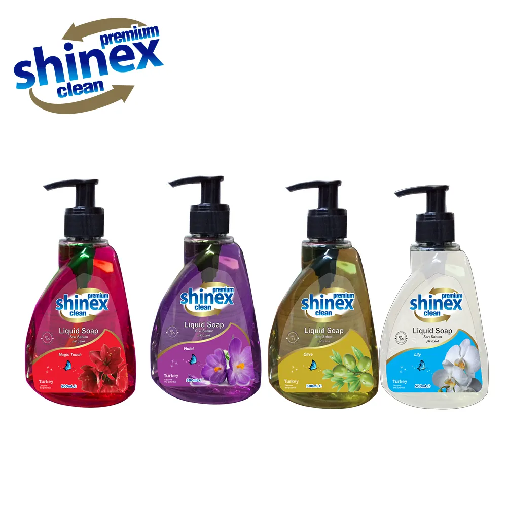 SHINEX-jabón líquido para manos, 500ml, fragancia de Lavanda, Rosa, Oliva, jazmín, Hecho en Turquía, OEM, venta al por mayor