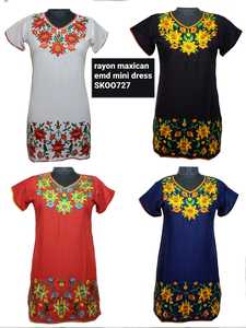 เดรสผ้าเรยอนปักลายดอกไม้สำหรับผู้หญิงชุดปาร์ตี้เซ็กซี่งานปาร์ตี้สไตล์เม็กซิกัน2022 - Product Image 2