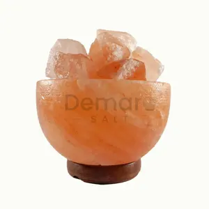 Custom Handmade Craft Himalayan Pink Rock Salt Lamp in Fire Bowl Shape with Salt Chunks at Direct Factory Rates From Pakistan